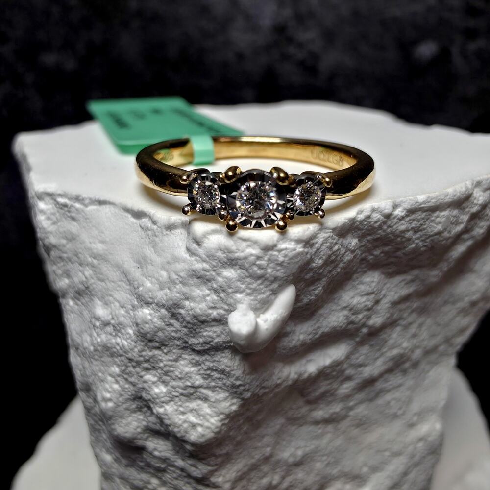 0.10ctw Lab Grown Diamond Past,Present,Future Ring Size 6 Gold Over 925 Silver